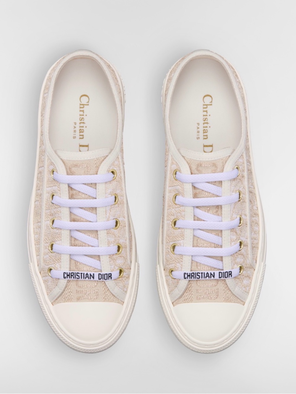 Walk'n'Dior Sneaker Cotton with Dior Oblique Embroidery in Gold-Tone Thread